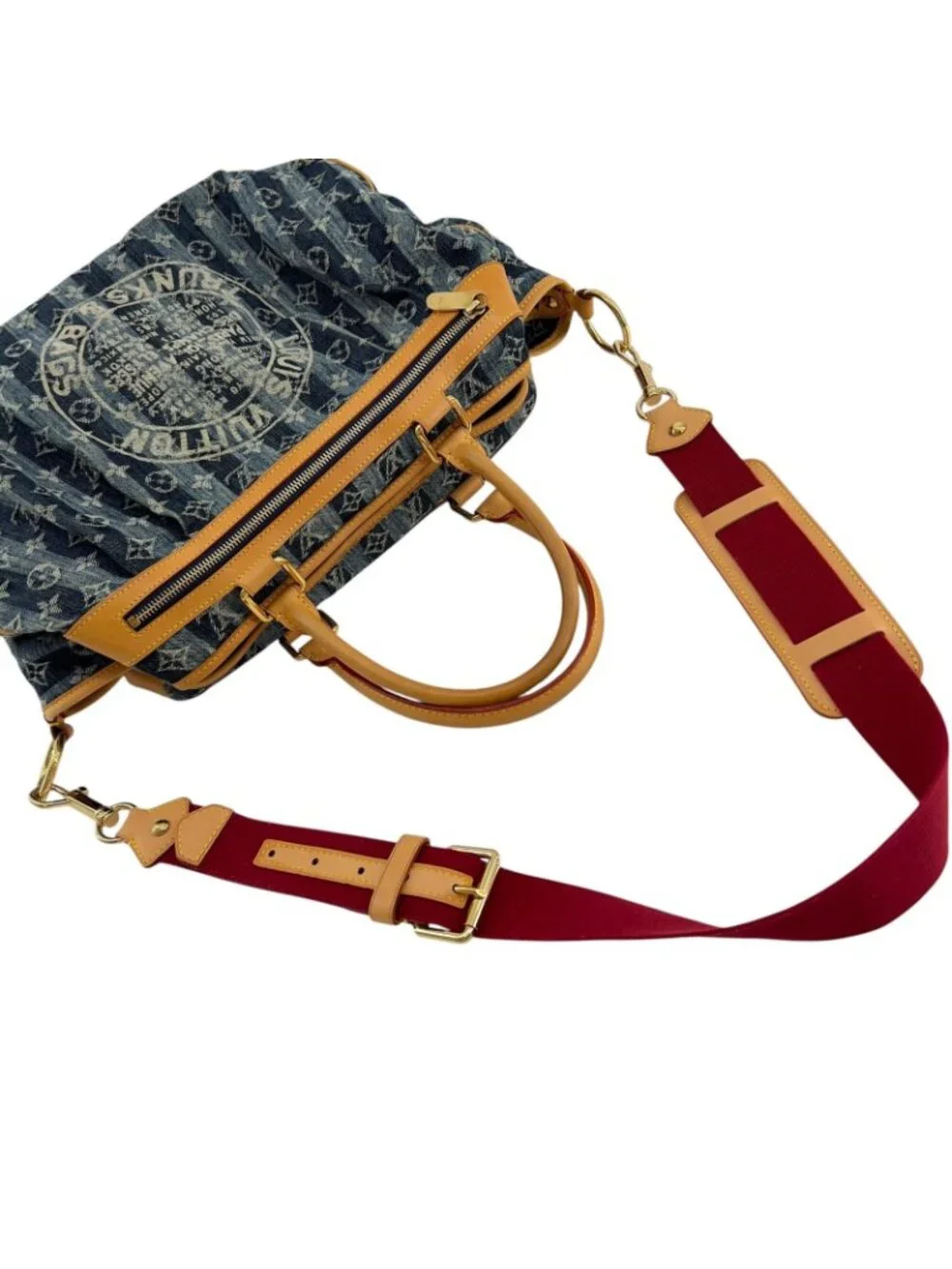 Louis Vuitton Monogram Denim Cavaliere GM Handbag Blue 2-Way